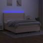 Preview: Boxspringbett mit Matratze & LED Creme 160x200 cm Stoff