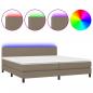 Preview: ARDEBO.de - Boxspringbett mit Matratze & LED Taupe 200x200 cm Stoff