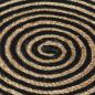 Preview: Teppich Handgefertigt Jute mit Spiralen-Design Schwarz 90 cm