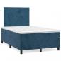 Preview: ARDEBO.de - Boxspringbett mit Matratze Dunkelblau 120x190 cm Samt