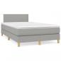 Preview: ARDEBO.de - Boxspringbett mit Matratze & LED Hellgrau 120x190 cm Stoff