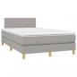 Preview: Boxspringbett mit Matratze & LED Hellgrau 120x190 cm Stoff