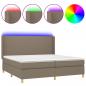 Preview: ARDEBO.de - Boxspringbett mit Matratze & LED Taupe 200x200 cm Stoff