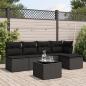 Preview: ARDEBO.de - 6-tlg. Garten-Sofagarnitur mit Kissen Schwarz Poly Rattan