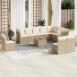 Preview: ARDEBO.de - 11-tlg. Garten-Sofagarnitur mit Kissen Beige Poly Rattan