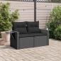 Preview: Gartensofa mit Kissen 2-Sitzer Schwarz Poly Rattan