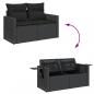 Preview: Gartensofa mit Kissen 2-Sitzer Schwarz Poly Rattan