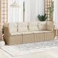 Preview: ARDEBO.de - 4-tlg. Garten-Sofagarnitur mit Kissen Beige Poly Rattan