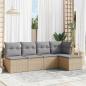 Preview: ARDEBO.de - 5-tlg. Garten-Sofagarnitur mit Kissen Beige Poly Rattan