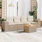 Preview: ARDEBO.de - 5-tlg. Garten-Sofagarnitur mit Kissen Beige Poly Rattan