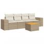 Preview: 5-tlg. Garten-Sofagarnitur mit Kissen Beige Poly Rattan