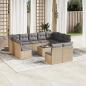 Preview: ARDEBO.de - 12-tlg. Garten-Sofagarnitur mit Kissen Beige Poly Rattan