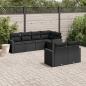 Preview: ARDEBO.de - 7-tlg. Garten-Sofagarnitur mit Kissen Schwarz Poly Rattan