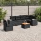 Preview: ARDEBO.de - 7-tlg. Garten-Sofagarnitur mit Kissen Schwarz Poly Rattan