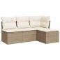 Preview: 4-tlg. Garten-Sofagarnitur mit Kissen Beige Poly Rattan