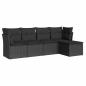 Preview: 5-tlg. Garten-Sofagarnitur mit Kissen Schwarz Poly Rattan