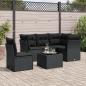 Preview: ARDEBO.de - 6-tlg. Garten-Sofagarnitur mit Kissen Schwarz Poly Rattan