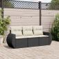 Preview: ARDEBO.de - 3-tlg. Garten-Sofagarnitur mit Kissen Schwarz Poly Rattan