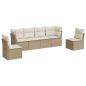 Preview: 6-tlg. Garten-Sofagarnitur mit Kissen Beige Poly Rattan