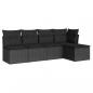 Preview: 5-tlg. Garten-Sofagarnitur mit Kissen Schwarz Poly Rattan