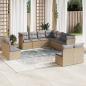 Preview: ARDEBO.de - 11-tlg. Garten-Sofagarnitur mit Kissen Beige Poly Rattan