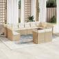 Preview: ARDEBO.de - 12-tlg. Garten-Sofagarnitur mit Kissen Beige Poly Rattan