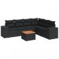 Preview: 7-tlg. Garten-Sofagarnitur mit Kissen Schwarz Poly Rattan