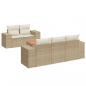 Preview: 6-tlg. Garten-Sofagarnitur mit Kissen Beige Poly Rattan