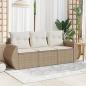 Preview: ARDEBO.de - 3-tlg. Garten-Sofagarnitur mit Kissen Beige Poly Rattan