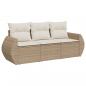 Preview: 3-tlg. Garten-Sofagarnitur mit Kissen Beige Poly Rattan