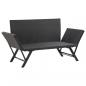 Preview: Gartenbank mit Kissen Schwarz 176 cm Poly Rattan