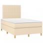 Preview: Boxspringbett mit Matratze & LED Creme 120x190 cm Stoff