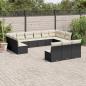 Preview: ARDEBO.de - 13-tlg. Garten-Sofagarnitur mit Kissen Schwarz Poly Rattan