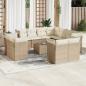 Preview: ARDEBO.de - 12-tlg. Garten-Sofagarnitur mit Kissen Beige Poly Rattan