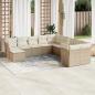 Preview: ARDEBO.de - 11-tlg. Garten-Sofagarnitur mit Kissen Beige Poly Rattan