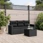 Preview: ARDEBO.de - 4-tlg. Garten-Sofagarnitur mit Kissen Schwarz Poly Rattan