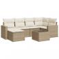 Preview: 7-tlg. Garten-Sofagarnitur mit Kissen Beige Poly Rattan