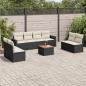 Preview: ARDEBO.de - 9-tlg. Garten-Sofagarnitur mit Kissen Schwarz Poly Rattan