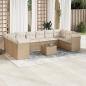 Preview: ARDEBO.de - 11-tlg. Garten-Sofagarnitur mit Kissen Beige Poly Rattan