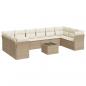 Preview: 11-tlg. Garten-Sofagarnitur mit Kissen Beige Poly Rattan