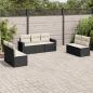 Preview: ARDEBO.de - 7-tlg. Garten-Sofagarnitur mit Kissen Schwarz Poly Rattan