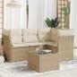 Preview: ARDEBO.de - 5-tlg. Garten-Sofagarnitur mit Kissen Beige Poly Rattan