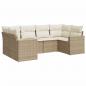 Preview: 6-tlg. Garten-Sofagarnitur mit Kissen Beige Poly Rattan