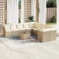 Preview: ARDEBO.de - 11-tlg. Garten-Sofagarnitur mit Kissen Beige Poly Rattan