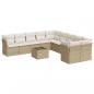 Preview: 11-tlg. Garten-Sofagarnitur mit Kissen Beige Poly Rattan