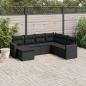 Preview: ARDEBO.de - 7-tlg. Garten-Sofagarnitur mit Kissen Schwarz Poly Rattan