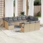 Preview: ARDEBO.de - 14-tlg. Garten-Sofagarnitur mit Kissen Beige Poly Rattan