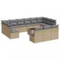 Preview: 14-tlg. Garten-Sofagarnitur mit Kissen Beige Poly Rattan