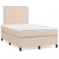 Preview: ARDEBO.de - Boxspringbett Matratze Cappuccino-Braun 120x190 cm Kunstleder