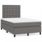 Preview: ARDEBO.de - Boxspringbett mit Matratze Grau 120x190 cm Kunstleder